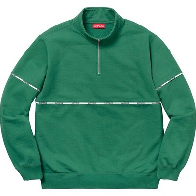 Supreme Logo Piping Half Zip Sweatshirt Light Pine Large
