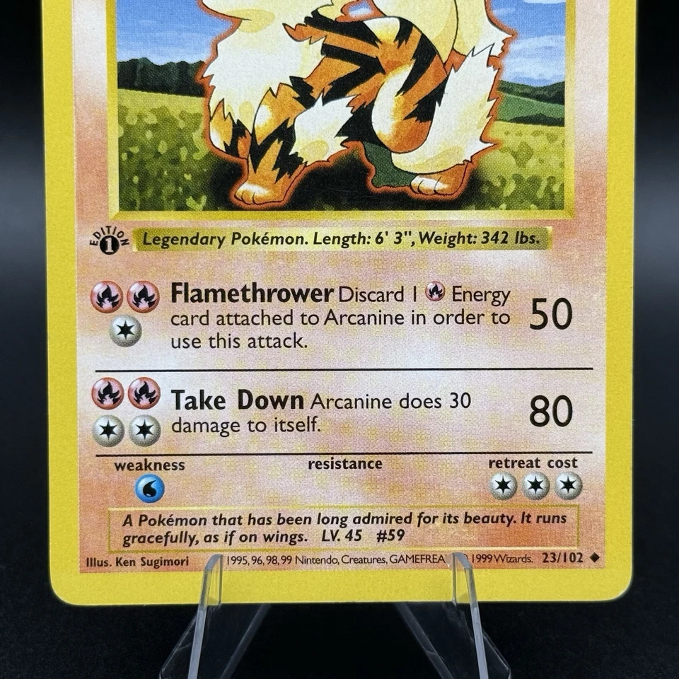 Arcanine 1st Edition #23/102 (Shadowless) Pokemon TCG Base Set LP - Image 3 of 4