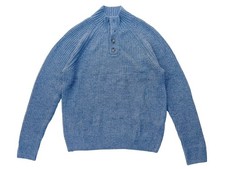 Lucky Brand Mens M Grey Henley Mock Neck Wool Blend Knit Pullover Sweater