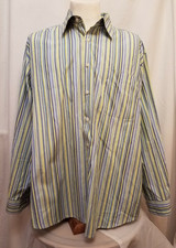 Alan Flusser Mens Multi Color Striped Button Up Cotton Shirt Extra Large