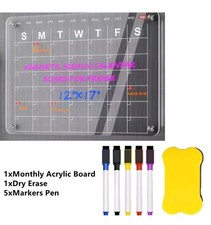 Acrylic Magnetic Dry Erase Calendar Board for Fridge 17x12 Monthly Daily Planner