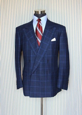 Sartoria Lastoria Maßanfertigung DB Windopane Zegna Jacke 54EU/44UK kurz NEUWERTIG!