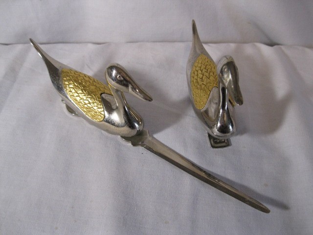 VTG REXEL BAMBI GERTY Duck Letter Opener & Stapler Set / Made in Great Britain