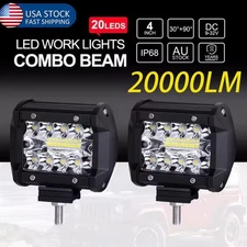 2PCS 20000LM LED Work Light 4" Bar Spot Pods Fog Lamp Offroad Driving Truck ATV