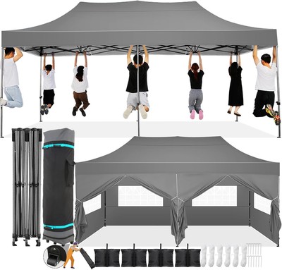 10'x20' Pop up Canopy Waterproof Heavy Duty Tent Frame Thickened Outdoor Gazebo