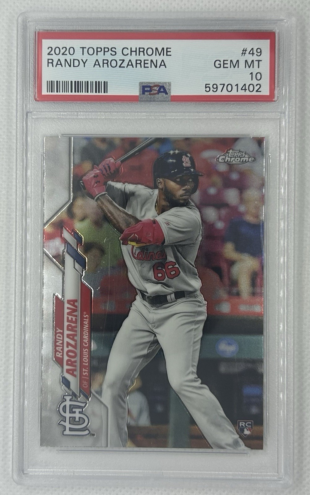 RANDY AROZARENA PSA 10 2020 TOPPS CHROME #49 ROOKIE RC CARDINALS,RAYS,MARINERS