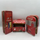 MTB-Lot 3 Vintage Coca-Cola Tin Containers Vending Machine Locker Tool Box Bank