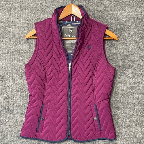 Ariat Ashley AriatTek Insulated Vest Womens XS Berry Purple Chevron Quilted
