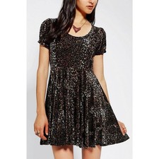 Urban Outfitters MINKPINK Velour Leopard Animal Print Skater Mini Dress Sz S