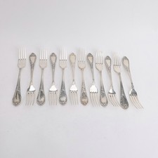 Model 61 Pluto by Gottlieb Wellner Silverplate Set 12 Luncheon Place Forks Gowe
