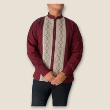 Mexican Guayabera for Men, Size XL, Cotton Fabric