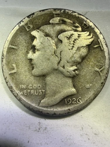 1926-S MERCURY DIME. FINE CONDITION. SEMI-KEY DATE