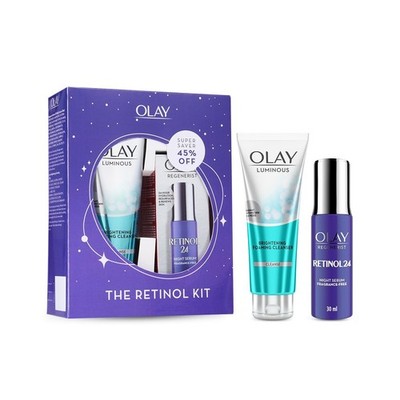 Olay Retinol Kit For Overnight Repair - Serum With Free Cleanser (30ml+100g)
