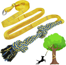 Dog Bungee Tug Toy Hanging from Tree, Outdoor Interactive Tether-Yellow