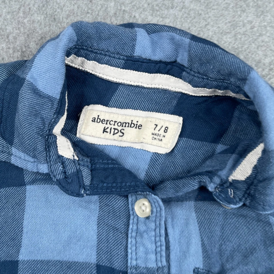 Camisa Abercrombie Niños Abotonada Manga Larga Talla 7/8 Azul Cuadros Informal Foto 3 de 4