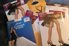 Hanes Assorted Control Top Pantyhose Shaping Contour Sandalfoot Sz AB LOT OF 9