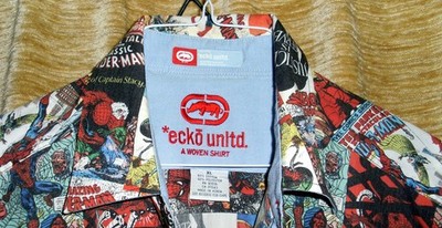 Vintage ecko Unltd Spidermann Comic Book Print auf Hemd von Design 1992