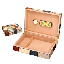 Cedar Wood Cigar Humidor Box Case Classical Luxury With Hygrometer Humidifier
