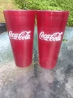 Vintage Coca Cola Red Textured Plastic 24 oz Pizza Hut Tumbler Cups Set of 2