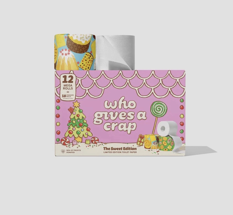 Lot of 12 Rolls Who Gives a Crap Sweet Edition Bamboo Toilet Paper Tissue - Image 3 of 4