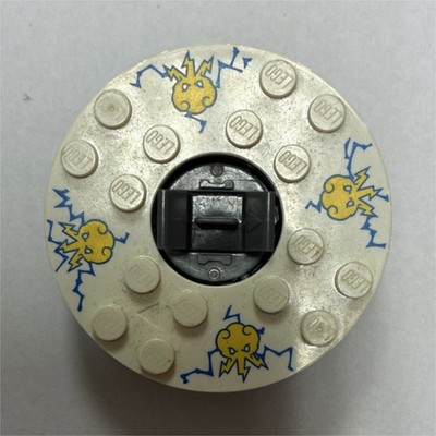 LEGO Spinner Printed Round Brick Lightning & Gray Brick Translucent Yellow 2pcs