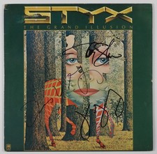 Styx Signed Autograph JSA Record Vinyl The Grand Illusion Dennis DeYoung +