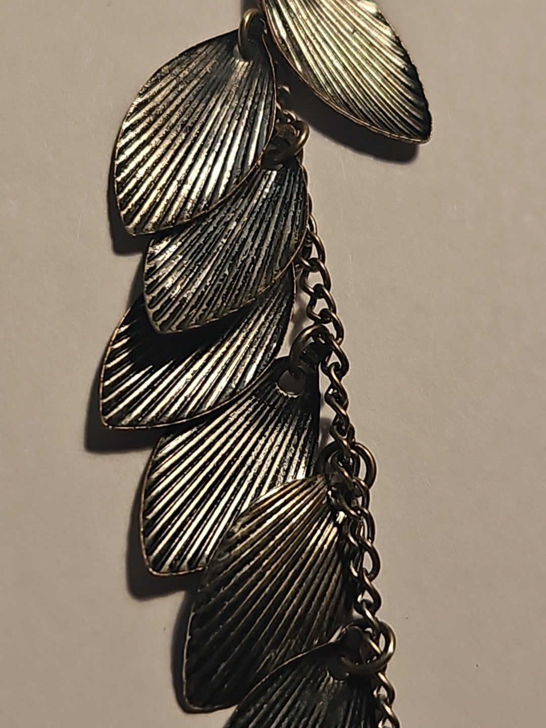 Vintage Statement Silver Leaf small necklace / br… - image 4