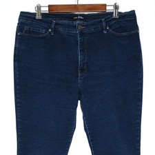 Lee womens tummy slimming straight jeans plus size 18 stretch blue dark wash