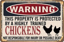 Chicken Coop Warning Property Protected Tin Metal Signs Home D cor 8x12