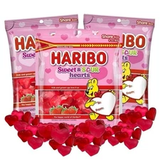 HARIBO Sweet & Sour Heart Gummy Candy Fruit Flavors 9oz ( 3 Bags )
