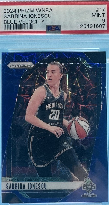 2024 Panini Prizm WNBA Sabrina Ionescu #17 Blue Velocity Prizm PSA 9