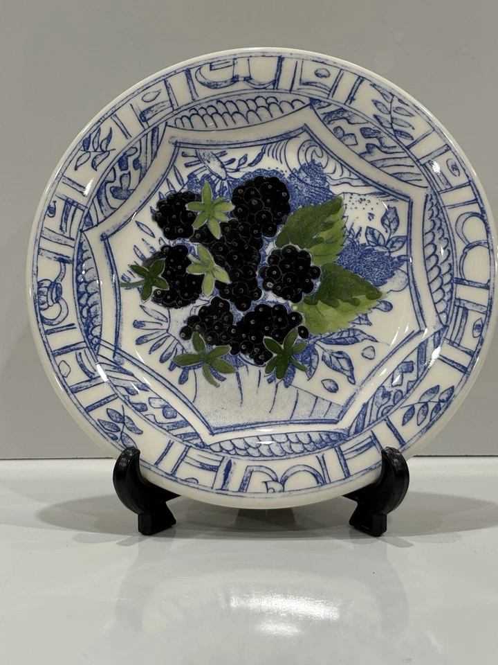 Gien Oiseau Bleu France Plates 5 Hand Painted Canape Salad Dessert 6.5” HTF - Image 4 of 4