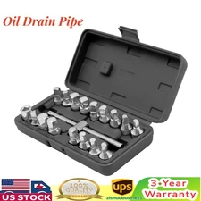 18PCS Oil Drain Pipe Plug Hexagon Square Socket Key Removal Tool Set 3/8'' Drive