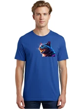 Cyberpunk-Cat Mens Graphic Tee, 100% Cotton, Casual Summer Wear