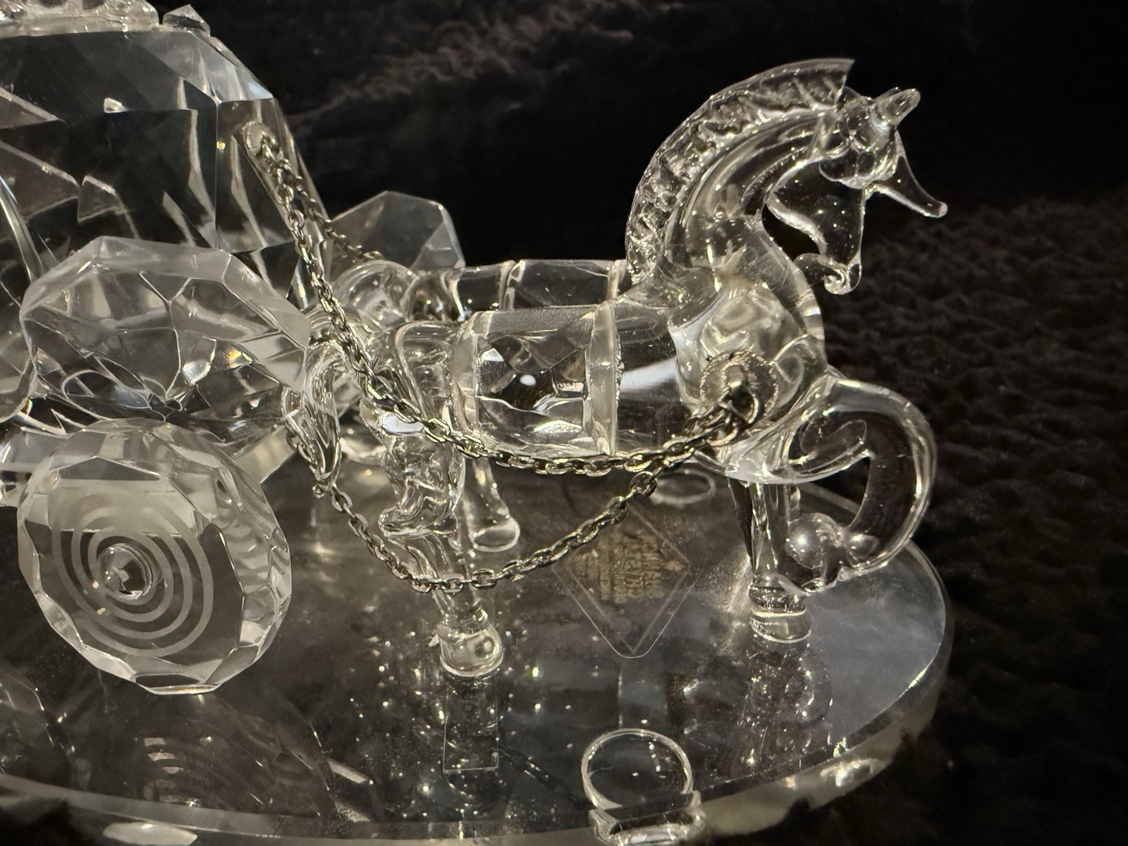 Godinger Handmade Shannon Crystal Coach Horse & Carriage Sculpture DAMAGED