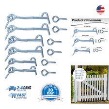 6 Piece Stainless Steel Spring Hook and Eye Latch Set with Locks for Gates Doors