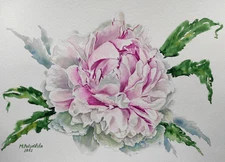 Original Artwork Modern Painting Flowers DUSTY PINK VINTAGE Peony Floral Signed