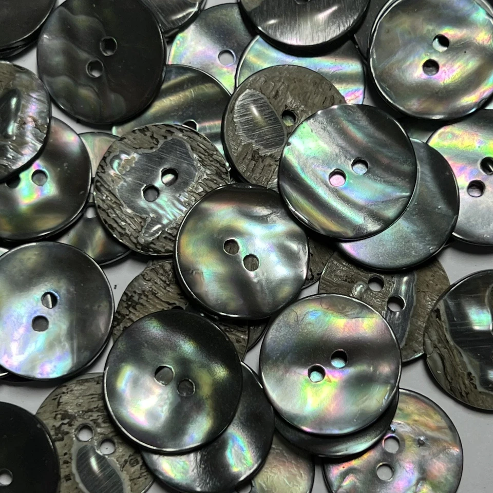 REAL Abalone Shell Smoke/Gray Sustainable Button 15mm 18mm 20mm 2hole - Image 4 of 4