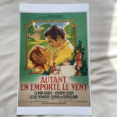 Autant En Emporte Le Vent Clark Gable Vivian Leigh Poster 11 x 17 (206)