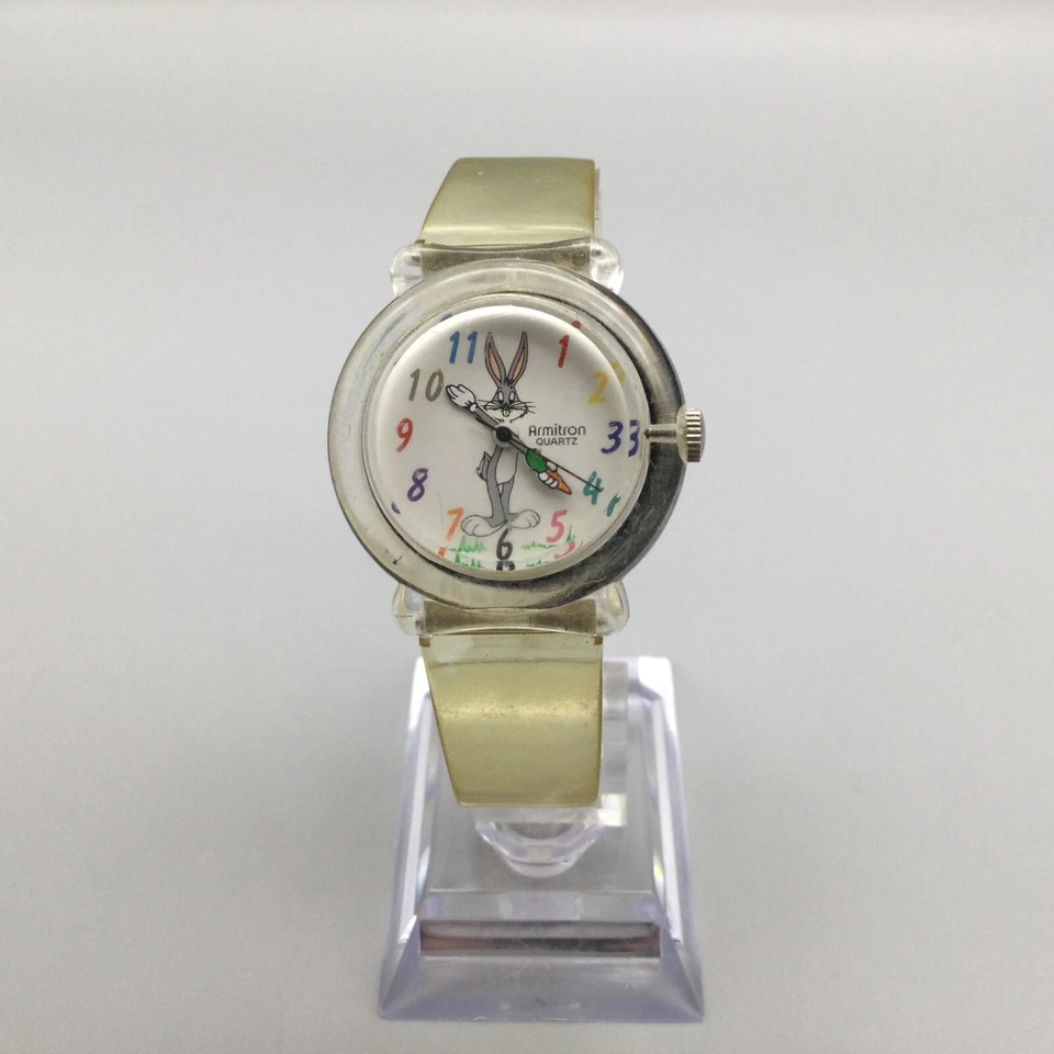 Винтажные женские часы Armitron Bugs Bunny 30 мм прозрачный белый циферблат 1993 новый аккумулятор - Изображение 2 из 4