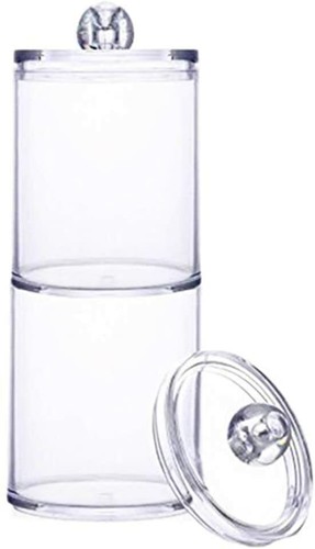 2er Set transparente Acryl Apothekergläser für Wattepads, Tupfer, Zahnseide, Haarschmuck - Bild 3 von 7