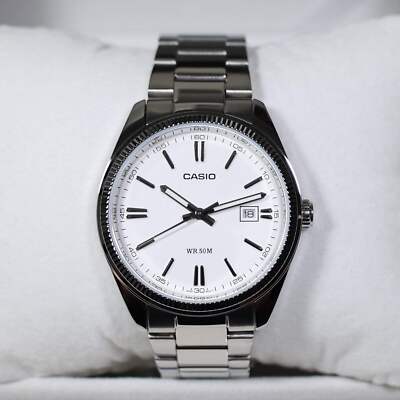 Casio Men's Vintage White Dial Stainless Steel Watch MTP-1302PD