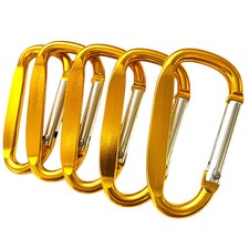 NEW 100 GOLD CARABINER SPRING CLIP KEY CHAIN 2.25" ANODIZED ALUMINUM HOOK D-RING