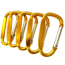 NEW 100 GOLD CARABINER SPRING CLIP KEY CHAIN 2.25" ANODIZED ALUMINUM HOOK D-RING