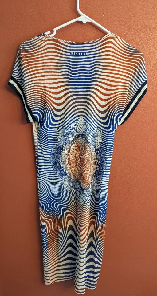 JEAN PAUL GAULTIER Maille Femme Y2K V 领连衣裙 意大利 尺寸 M 曼陀罗条纹  — 第 4/4 张图片