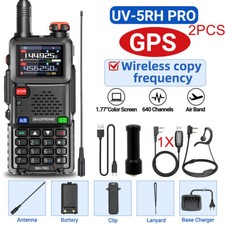2PC 5RH PRO GPS WALKIE TALKIE MULTI BAND RECHARGEABLE TWO WAY RADIO 771 T2 CABLE