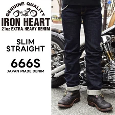 IRON HEART 666S-21 Slim Straight jeans 21oz Selvedge "Extra Heavy" Denim JPN New