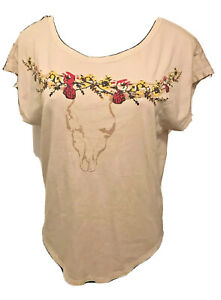 ARIAT Women/'s Floral Steer Skull T-Shirt