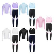 Kids Girls Set Sleeveless Vest Suit Sports Outfit Athletic Costume Workout Gym