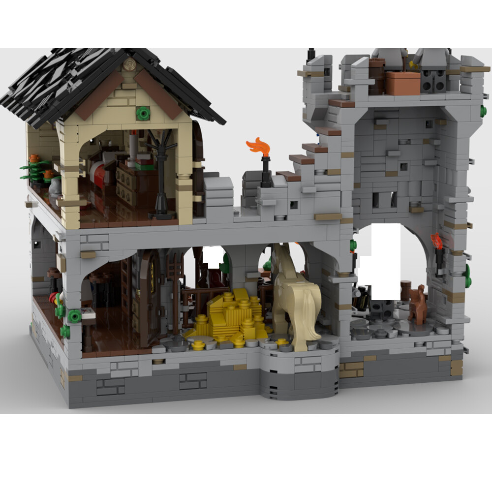 MOC-124794 Medieval Harbor with Castle Wall, Watchtower Tavern 2053 Parts